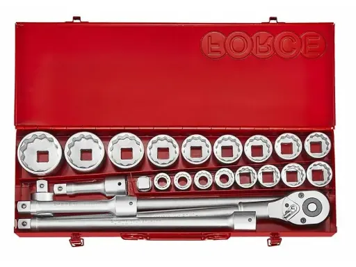 COFFRET 23 PCS DOUILLES ET ACCES 3/4' 12P CHROMEE P12013113 